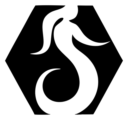 Negative Space Coiling Mermaid Hexagon Mark