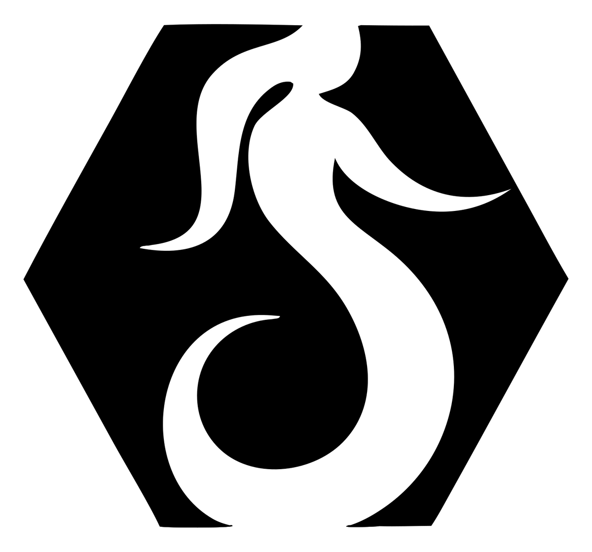 Negative Space Coiling Mermaid Hexagon Mark #ffffff/#000000
