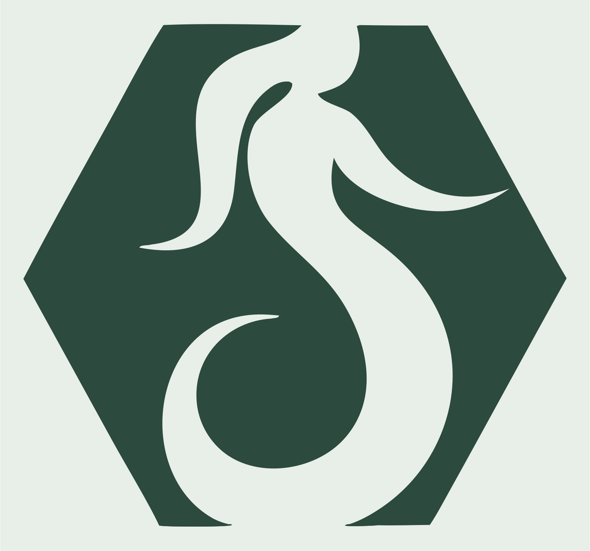 Negative Space Coiling Mermaid Hexagon Mark #e8efe9/#2d4a3e