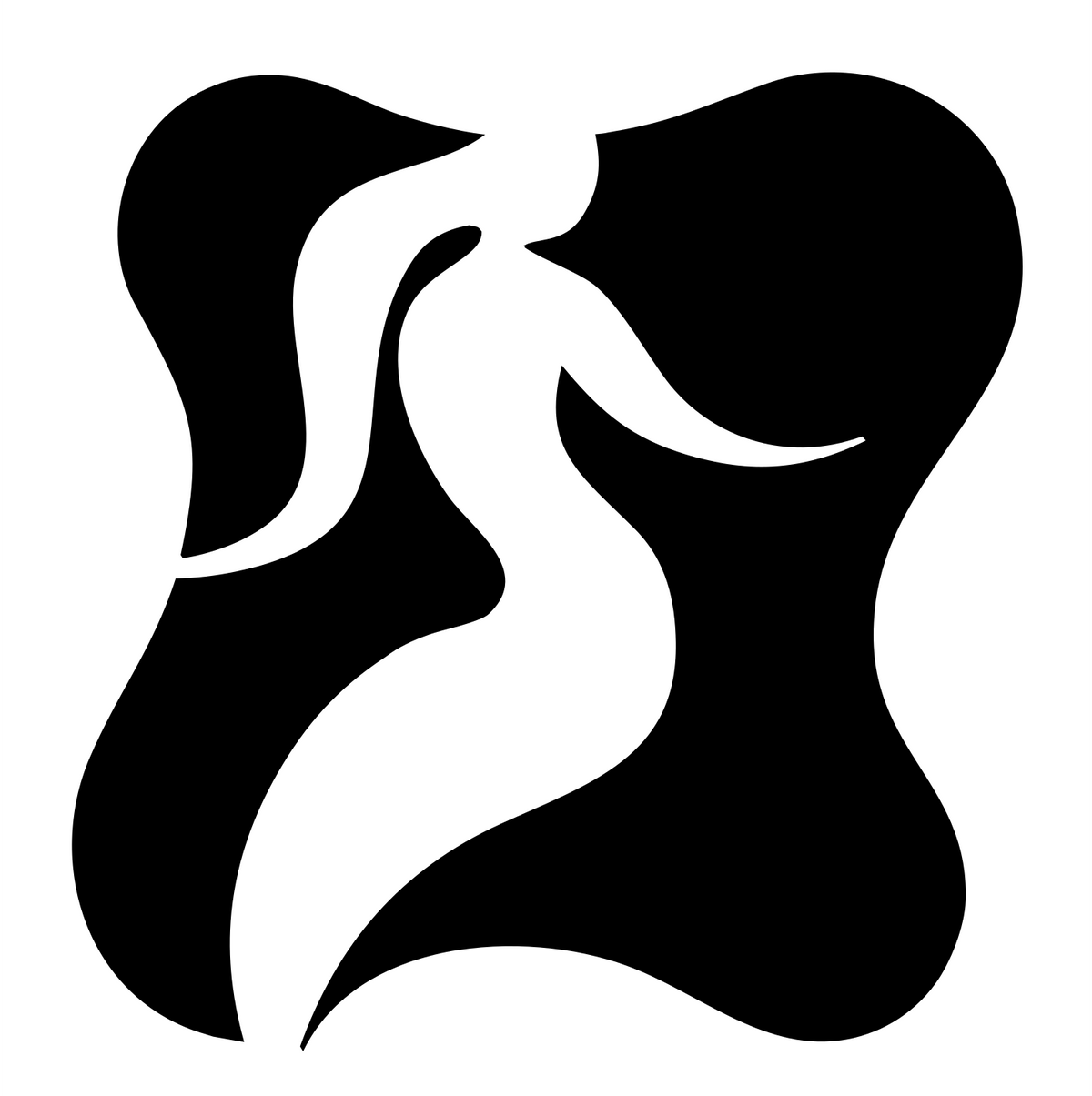 Negative Space Fluid Mermaid Figure Emblem #ffffff/#000000