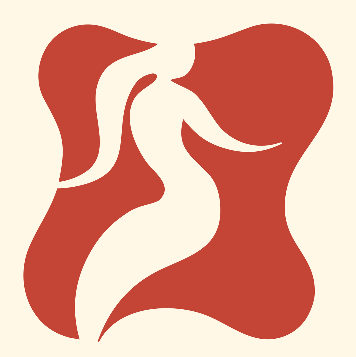 Negative Space Fluid Mermaid Figure Emblem #fff8e7/#c44536