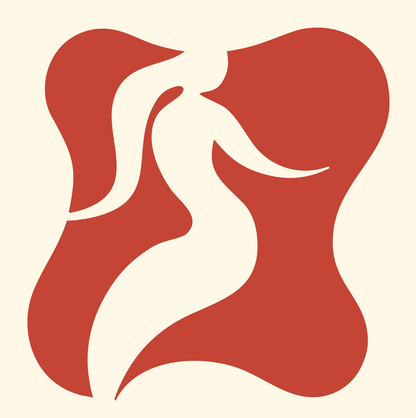 Negative Space Fluid Mermaid Figure Emblem #fff8e7/#c44536