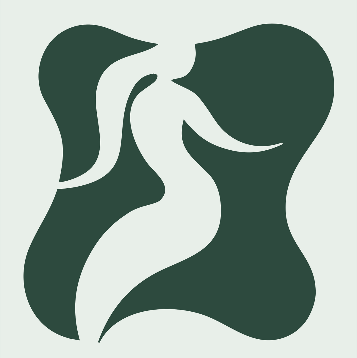 Negative Space Fluid Mermaid Figure Emblem #e8efe9/#2d4a3e