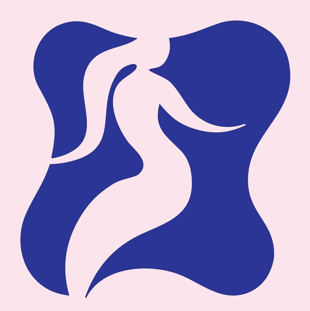 Negative Space Fluid Mermaid Figure Emblem #fce4ec/#283593