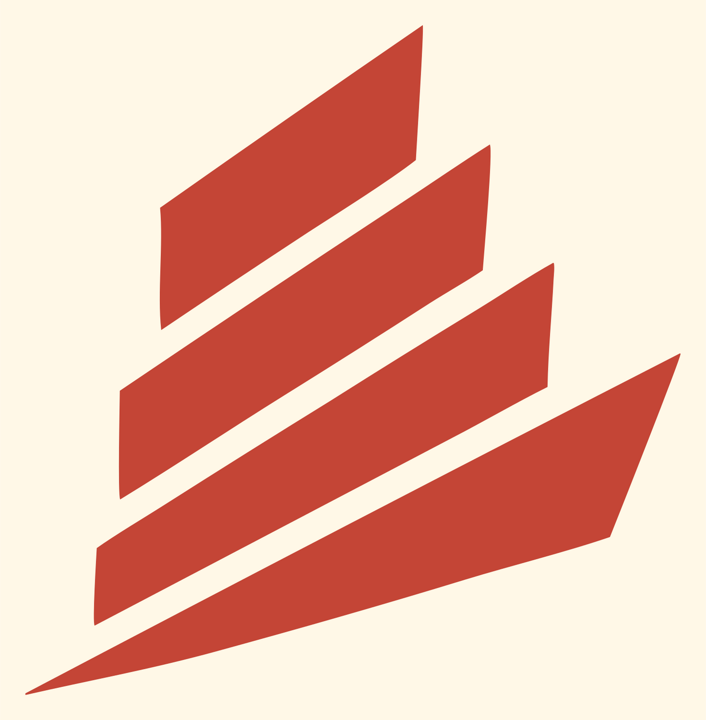 Angled Layered Steps Wizard Hat Emblem #fff8e7/#c44536