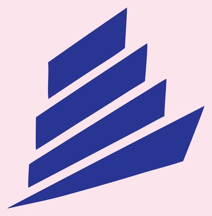 Angled Layered Steps Wizard Hat Emblem #fce4ec/#283593
