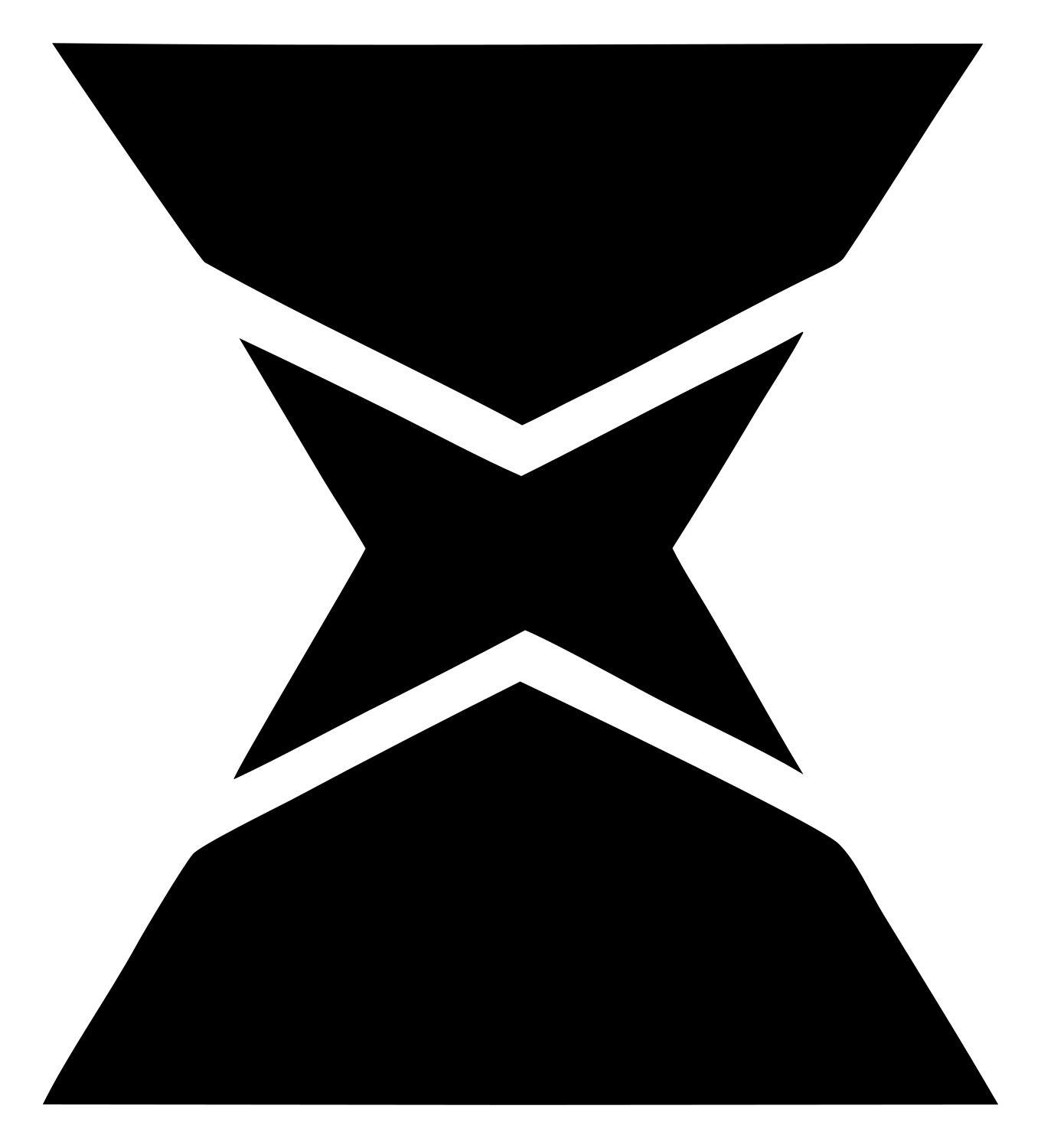 Brutalist Pinched Hourglass Wizard Hat Icon #ffffff/#000000