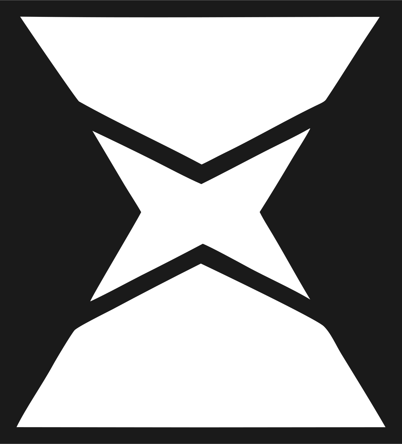 Brutalist Pinched Hourglass Wizard Hat Icon #1a1a1a/#ffffff