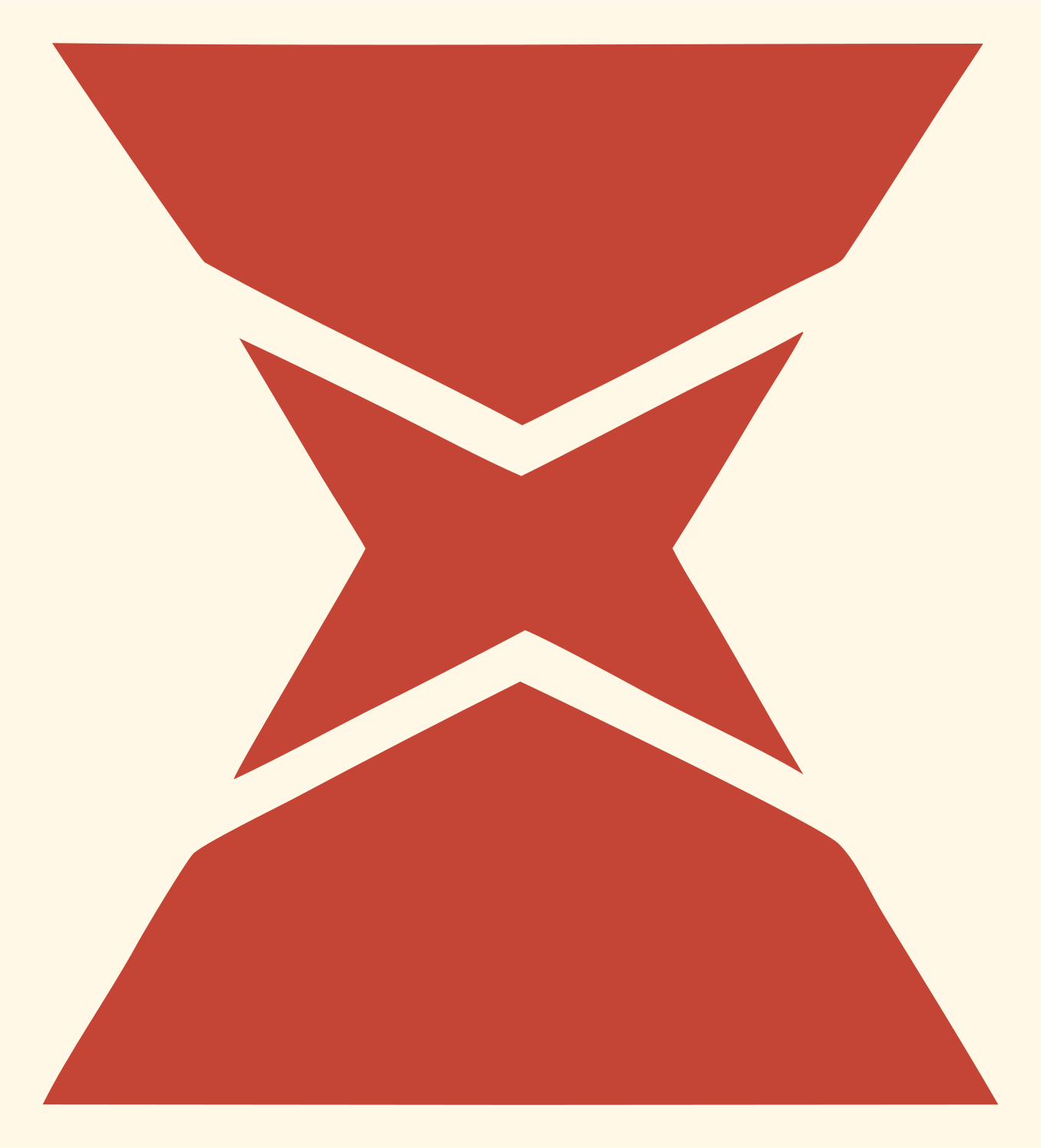 Brutalist Pinched Hourglass Wizard Hat Icon #fff8e7/#c44536