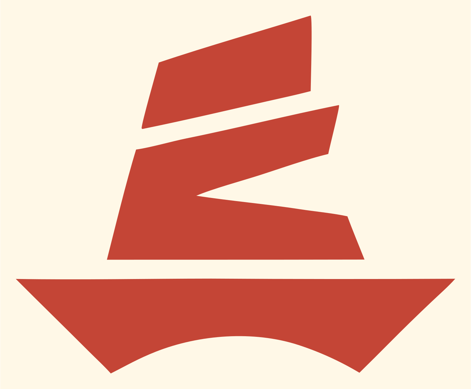 Brutalist Wedge Stack Wizard Hat Logo #fff8e7/#c44536