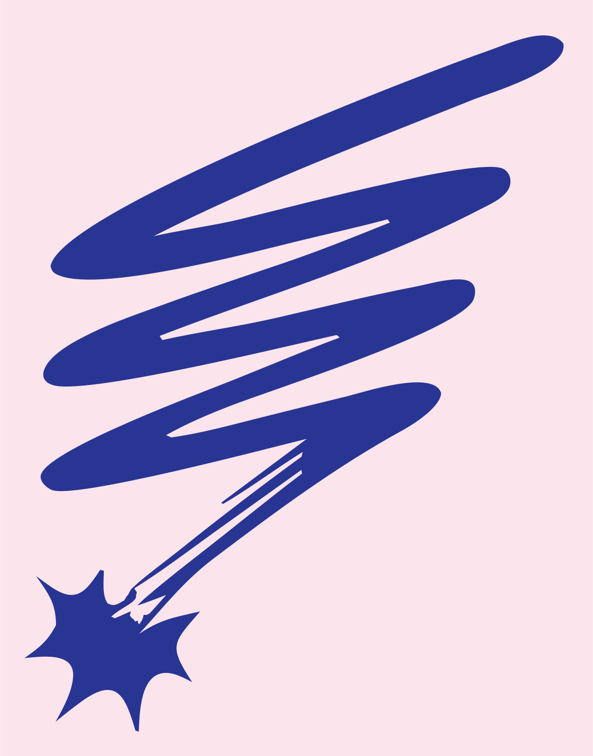 Hand-Drawn Spiral Spark Magic Wand Mark #fce4ec/#283593