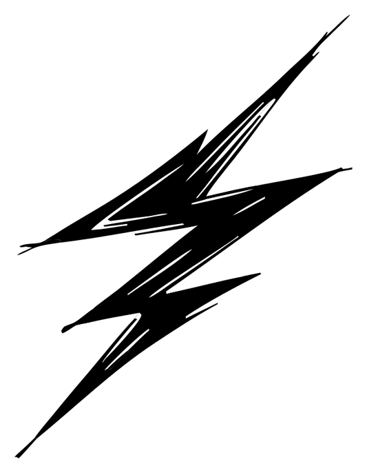 Sketchy Hand-Drawn Lightning Bolt Strike Mark