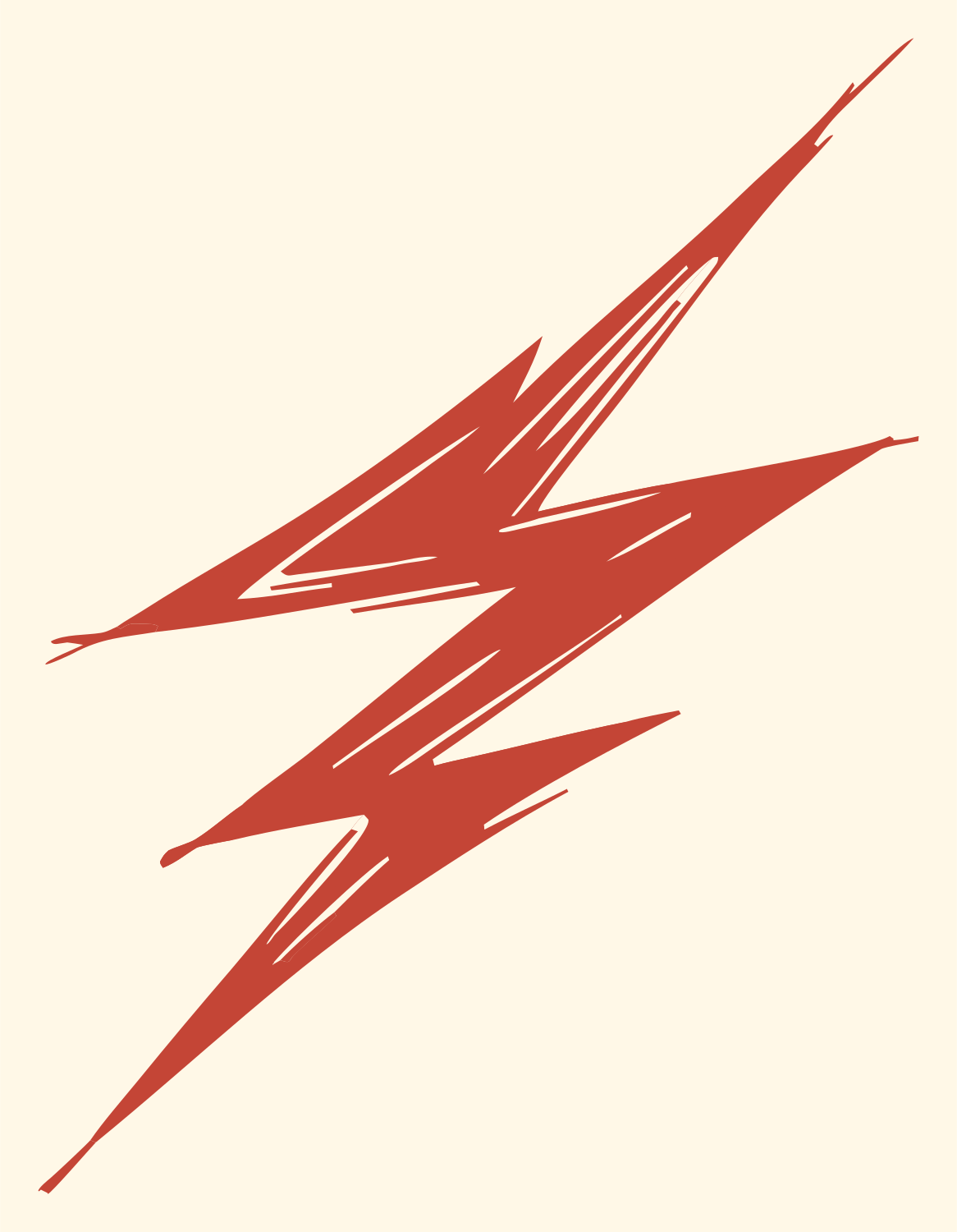 Sketchy Hand-Drawn Lightning Bolt Strike Mark #fff8e7/#c44536