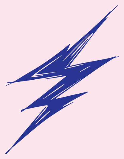 Sketchy Hand-Drawn Lightning Bolt Strike Mark #fce4ec/#283593