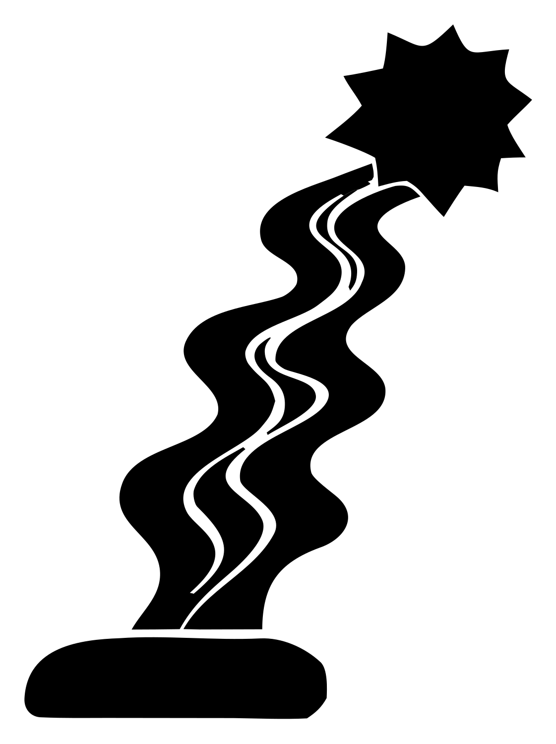 Wavy River Sun Magic Wand Badge #ffffff/#000000