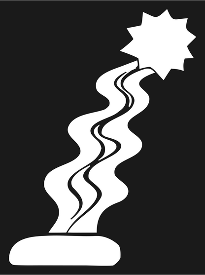 Wavy River Sun Magic Wand Badge #1a1a1a/#ffffff
