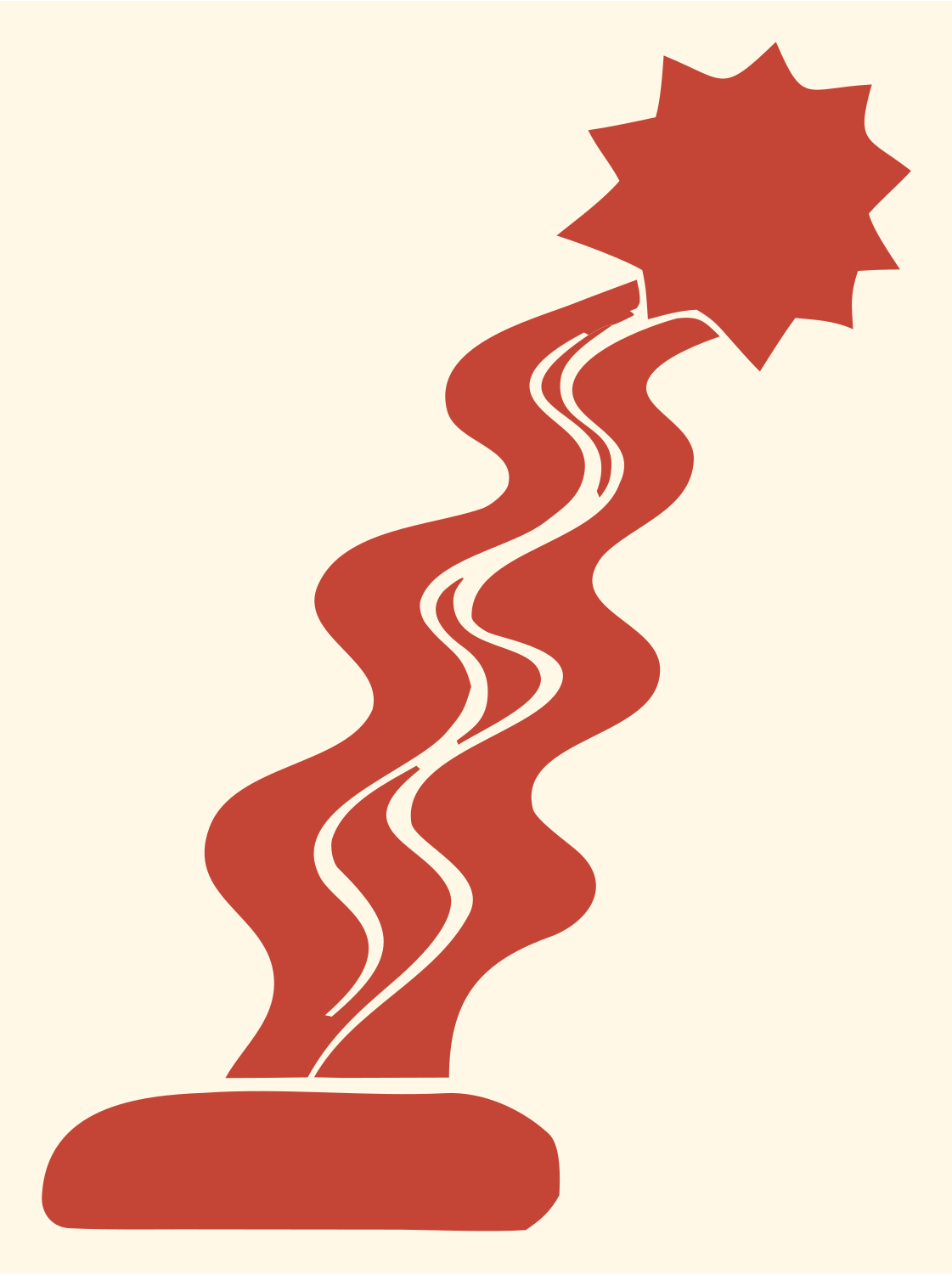 Wavy River Sun Magic Wand Badge #fff8e7/#c44536