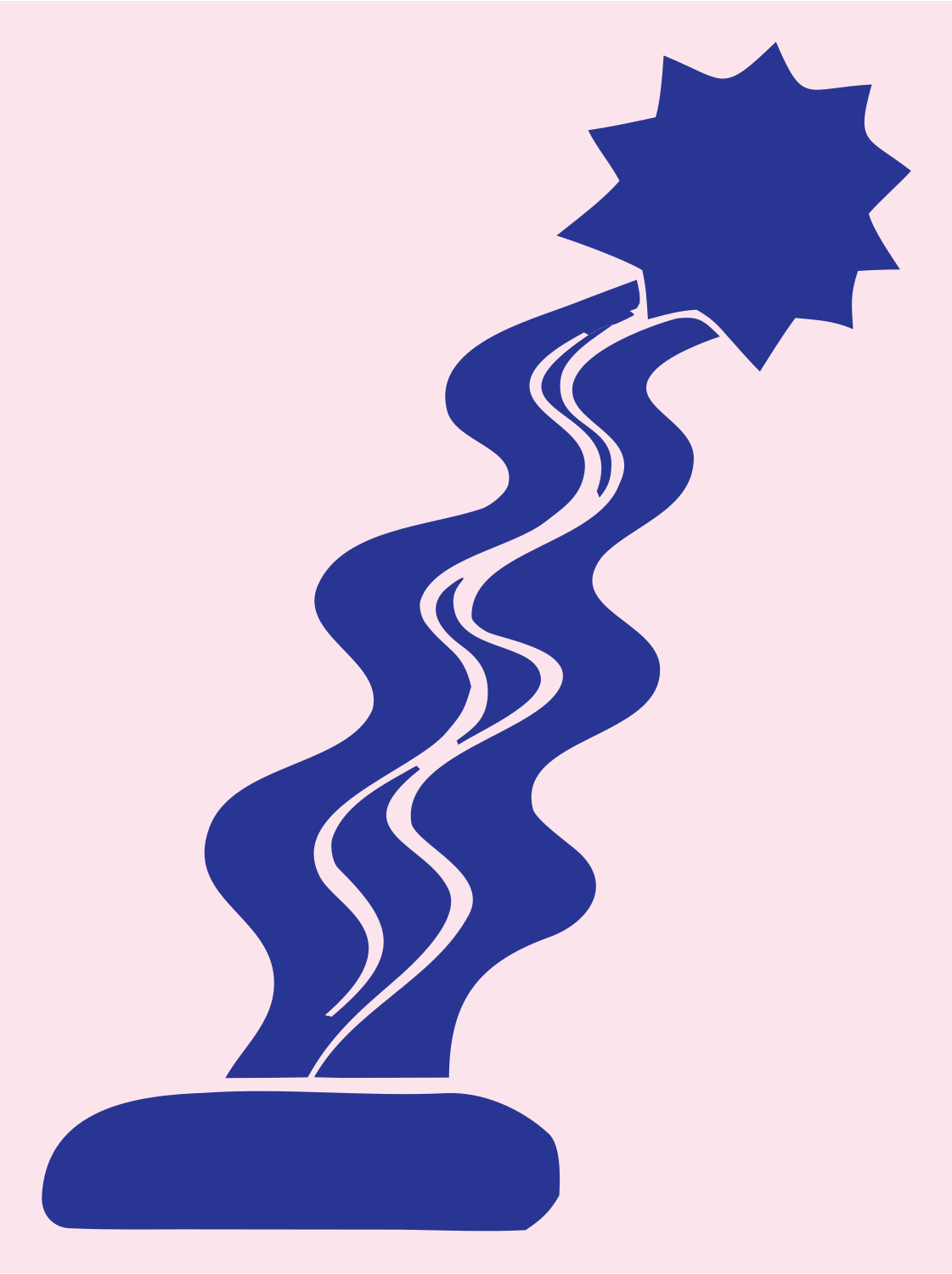 Wavy River Sun Magic Wand Badge #fce4ec/#283593