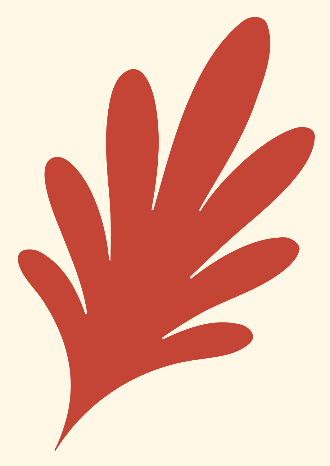 Splayed Open Hand Gesture Silhouette Mark #fff8e7/#c44536
