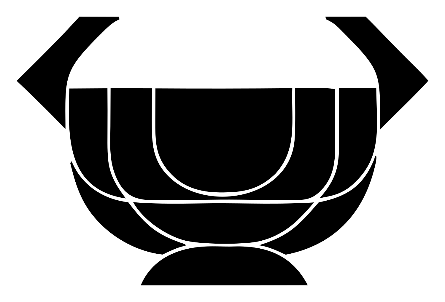 Layered Overlap Segmented Bowl Cauldron Badge #ffffff/#000000