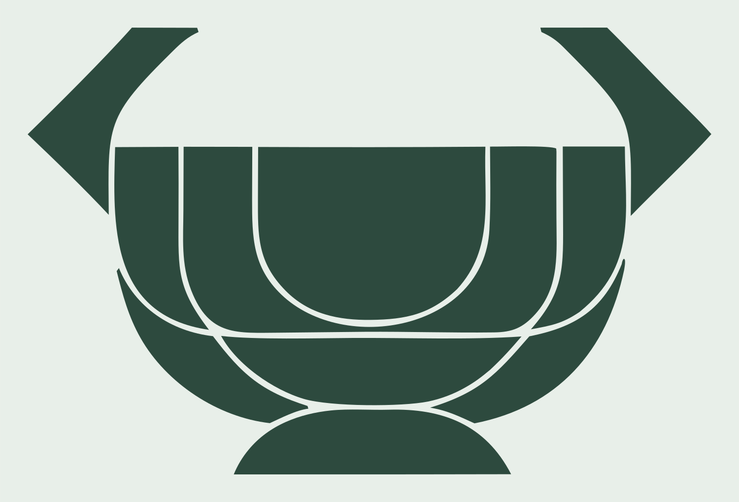 Layered Overlap Segmented Bowl Cauldron Badge #e8efe9/#2d4a3e
