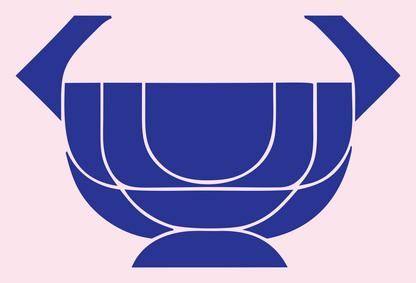 Layered Overlap Segmented Bowl Cauldron Badge #fce4ec/#283593