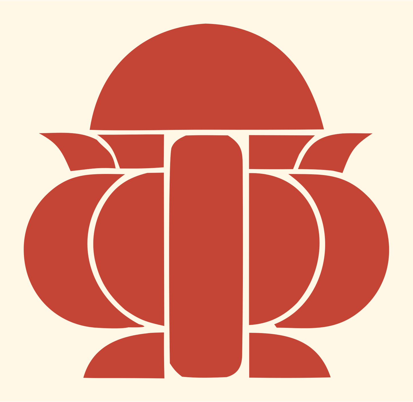 Layered Overlap Rounded Vessel Cauldron Icon #fff8e7/#c44536