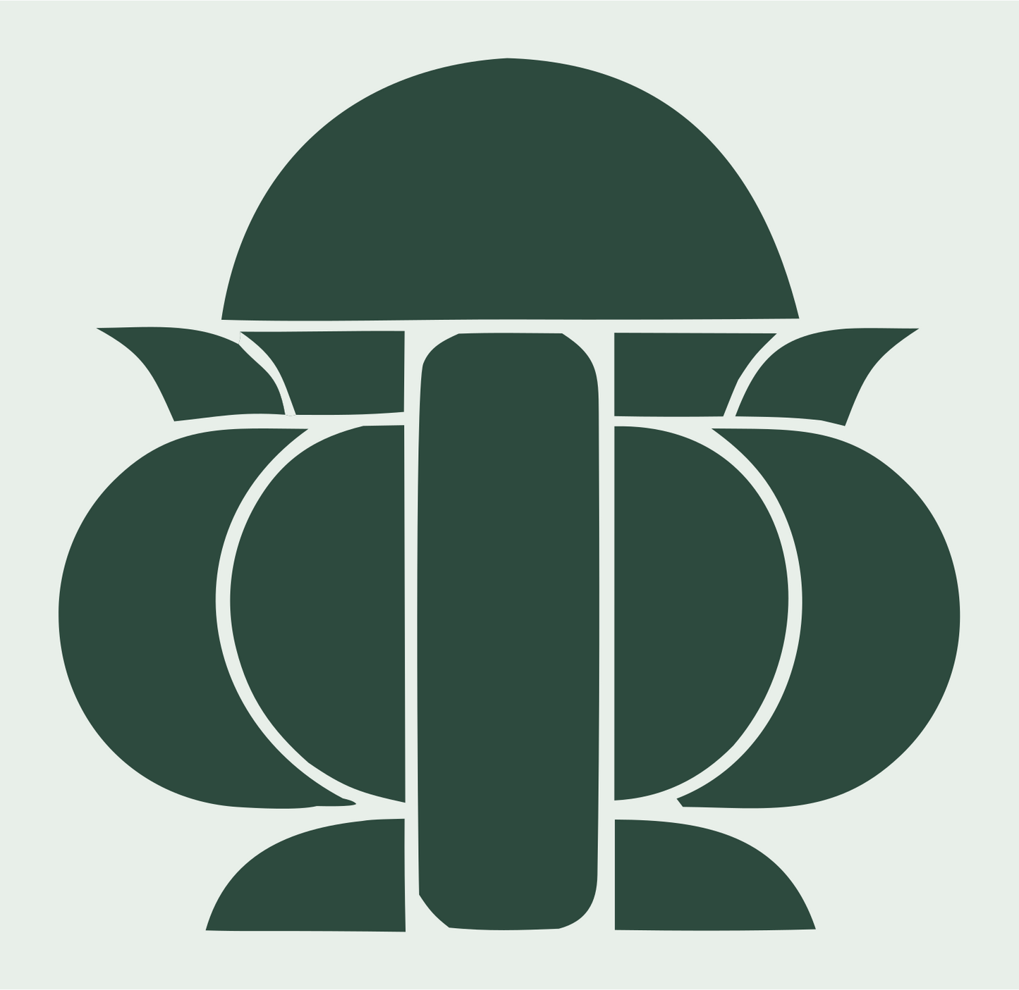Layered Overlap Rounded Vessel Cauldron Icon #e8efe9/#2d4a3e