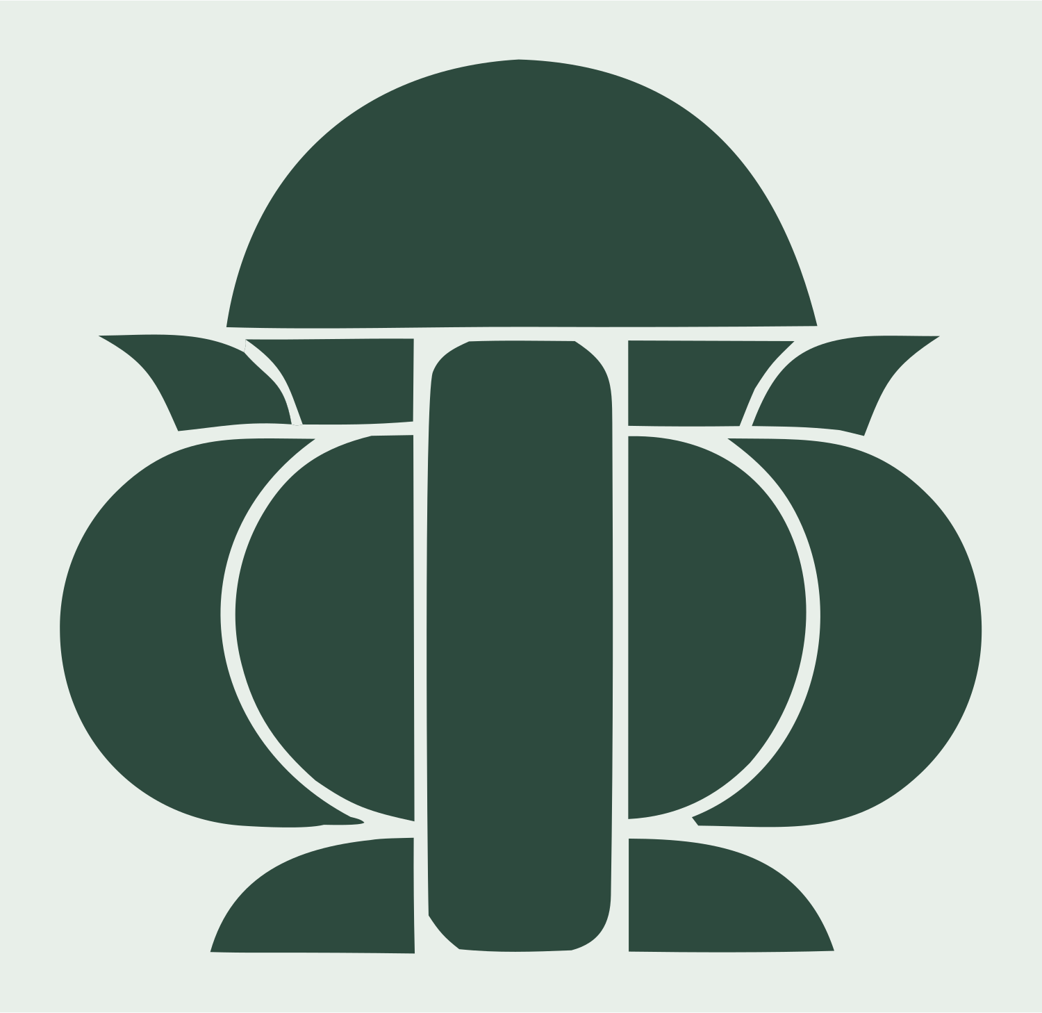 Layered Overlap Rounded Vessel Cauldron Icon #e8efe9/#2d4a3e
