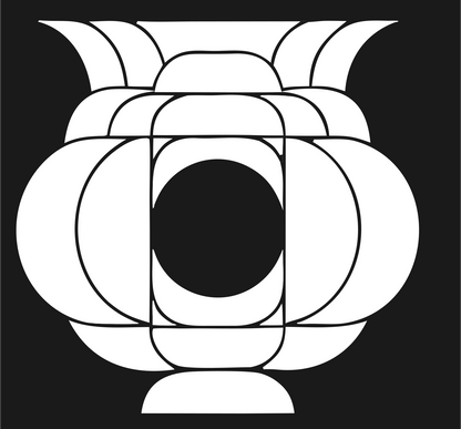 Layered Overlap Bulbous Urn Cauldron Crest #1a1a1a/#ffffff