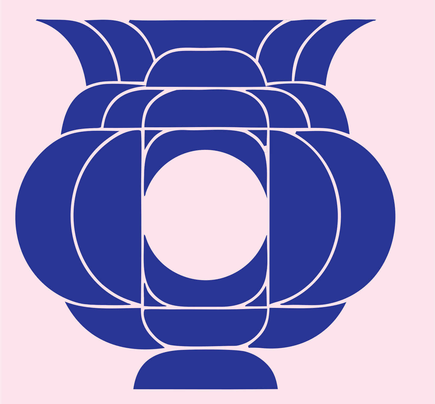 Layered Overlap Bulbous Urn Cauldron Crest #fce4ec/#283593
