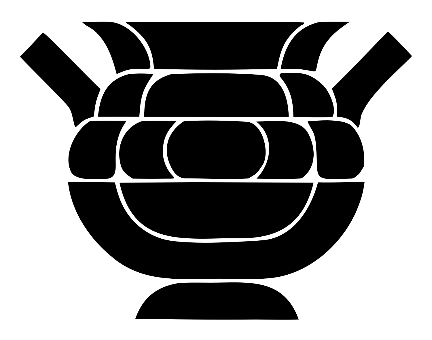 Layered Overlap Woven Pot Cauldron Logo #ffffff/#000000