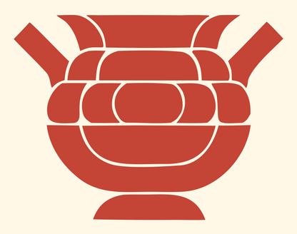 Layered Overlap Woven Pot Cauldron Logo #fff8e7/#c44536