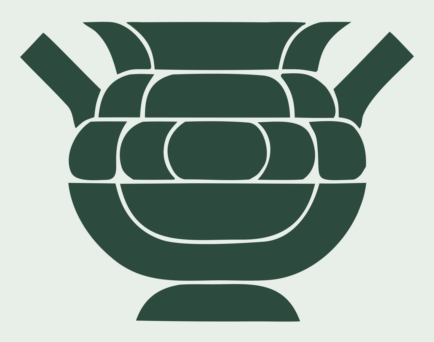 Layered Overlap Woven Pot Cauldron Logo #e8efe9/#2d4a3e