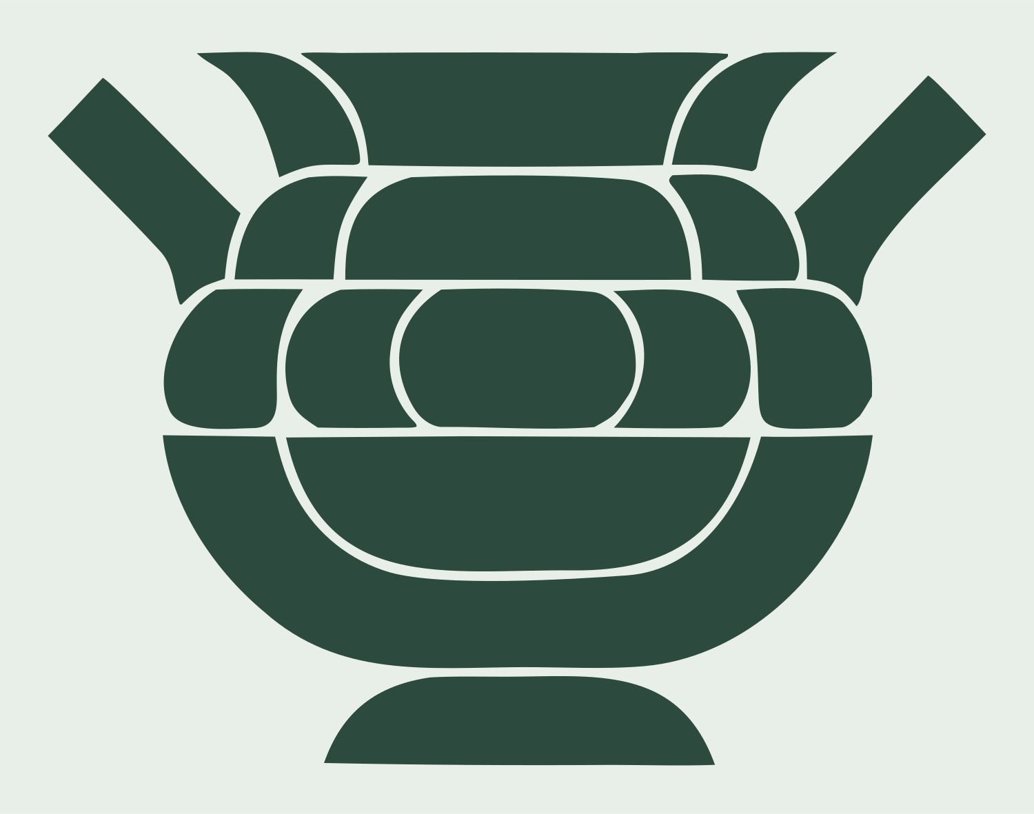 Layered Overlap Woven Pot Cauldron Logo #e8efe9/#2d4a3e