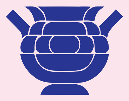 Layered Overlap Woven Pot Cauldron Logo #fce4ec/#283593