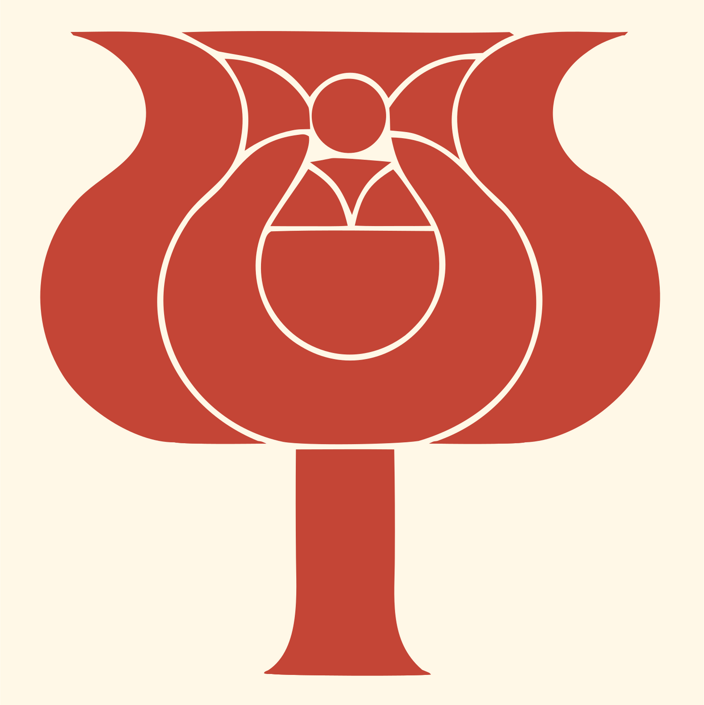 Layered Overlap Blooming Poppy Cauldron Mark #fff8e7/#c44536