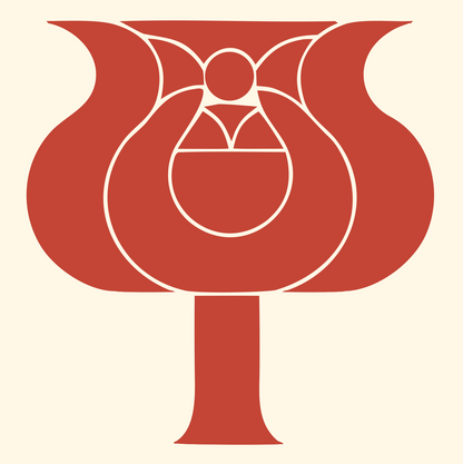 Layered Overlap Blooming Poppy Cauldron Mark #fff8e7/#c44536
