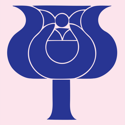 Layered Overlap Blooming Poppy Cauldron Mark #fce4ec/#283593
