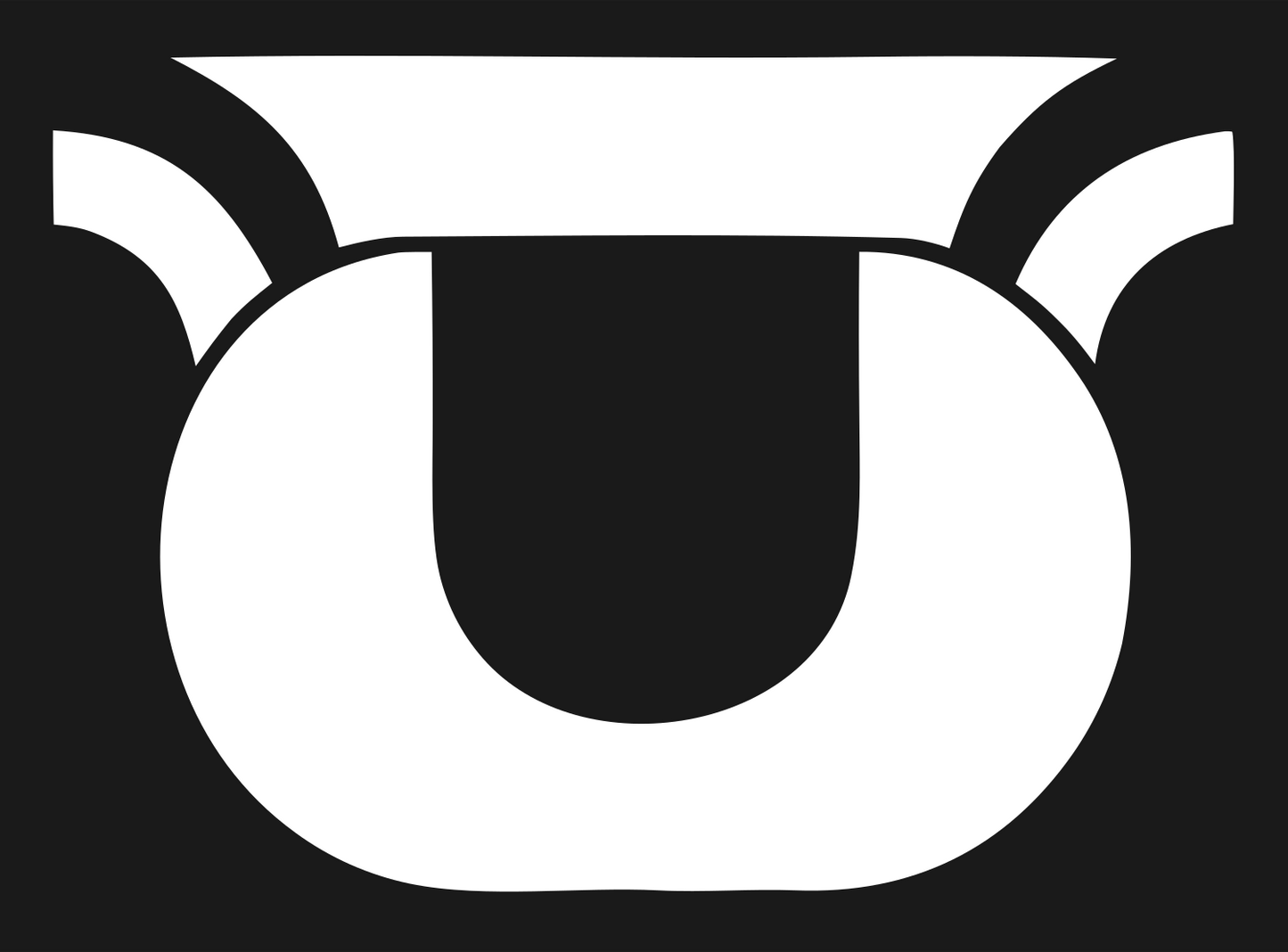 Layered Overlap Wide-Rim Kettle Cauldron Badge #1a1a1a/#ffffff