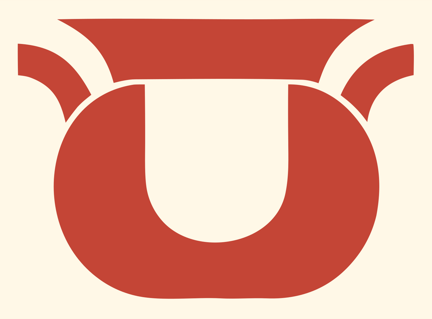 Layered Overlap Wide-Rim Kettle Cauldron Badge #fff8e7/#c44536