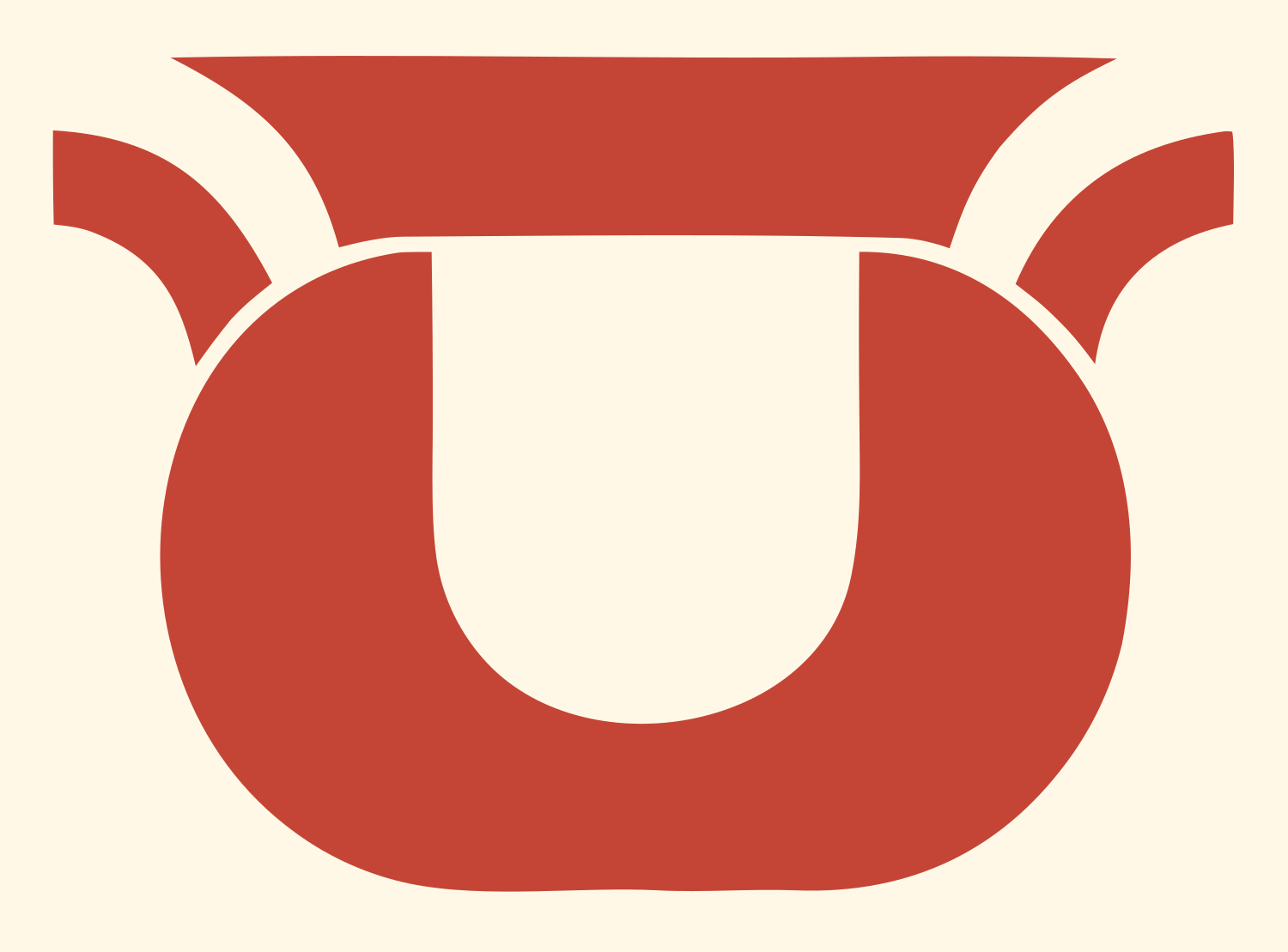 Layered Overlap Wide-Rim Kettle Cauldron Badge #fff8e7/#c44536