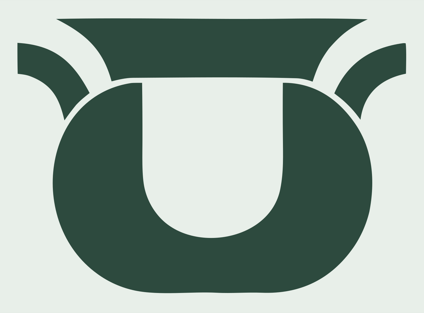 Layered Overlap Wide-Rim Kettle Cauldron Badge #e8efe9/#2d4a3e