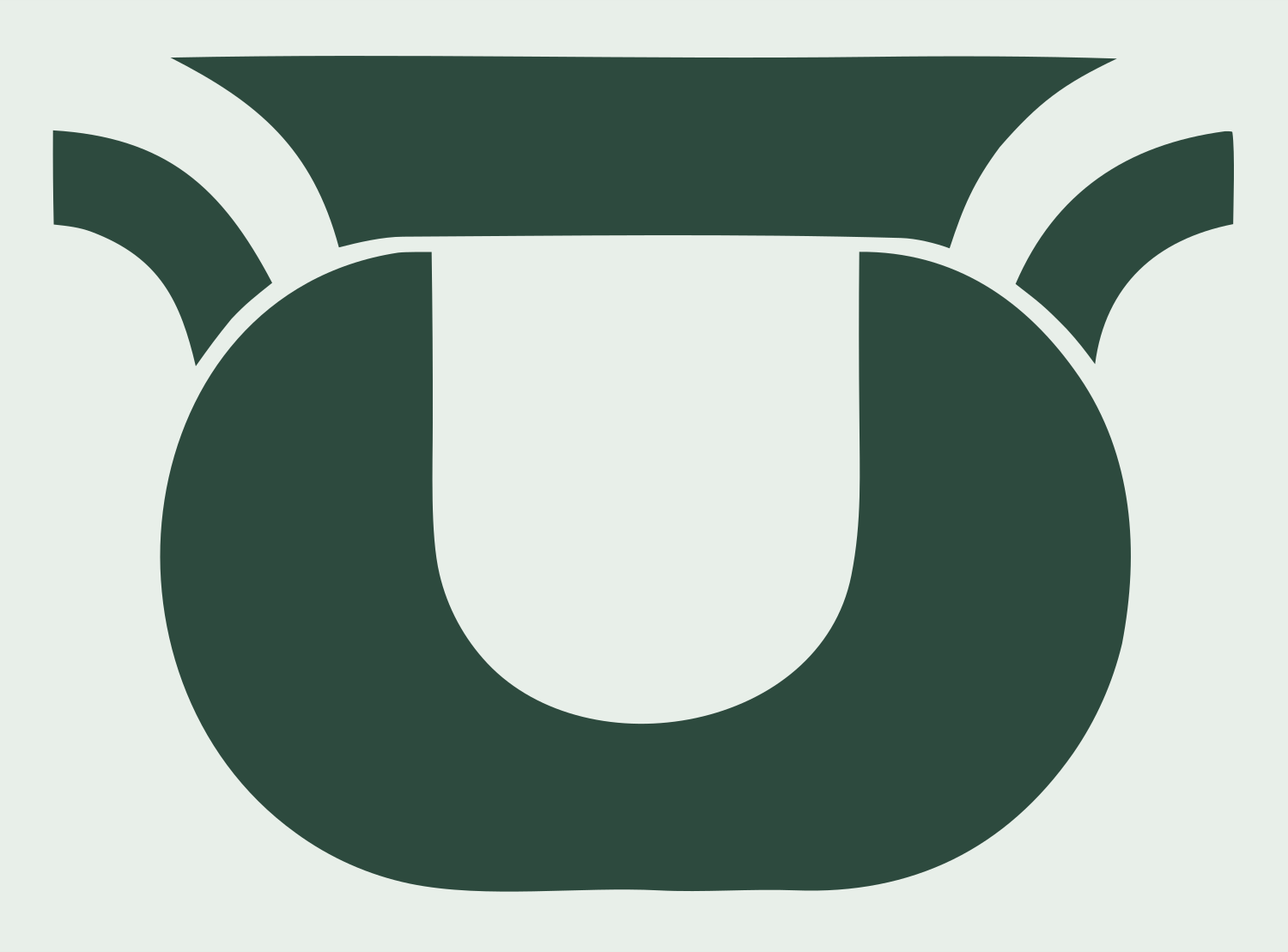 Layered Overlap Wide-Rim Kettle Cauldron Badge #e8efe9/#2d4a3e