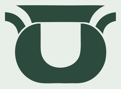 Layered Overlap Wide-Rim Kettle Cauldron Badge #e8efe9/#2d4a3e