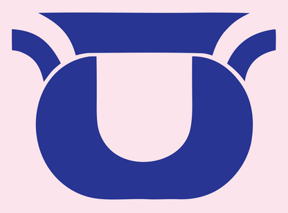 Layered Overlap Wide-Rim Kettle Cauldron Badge #fce4ec/#283593