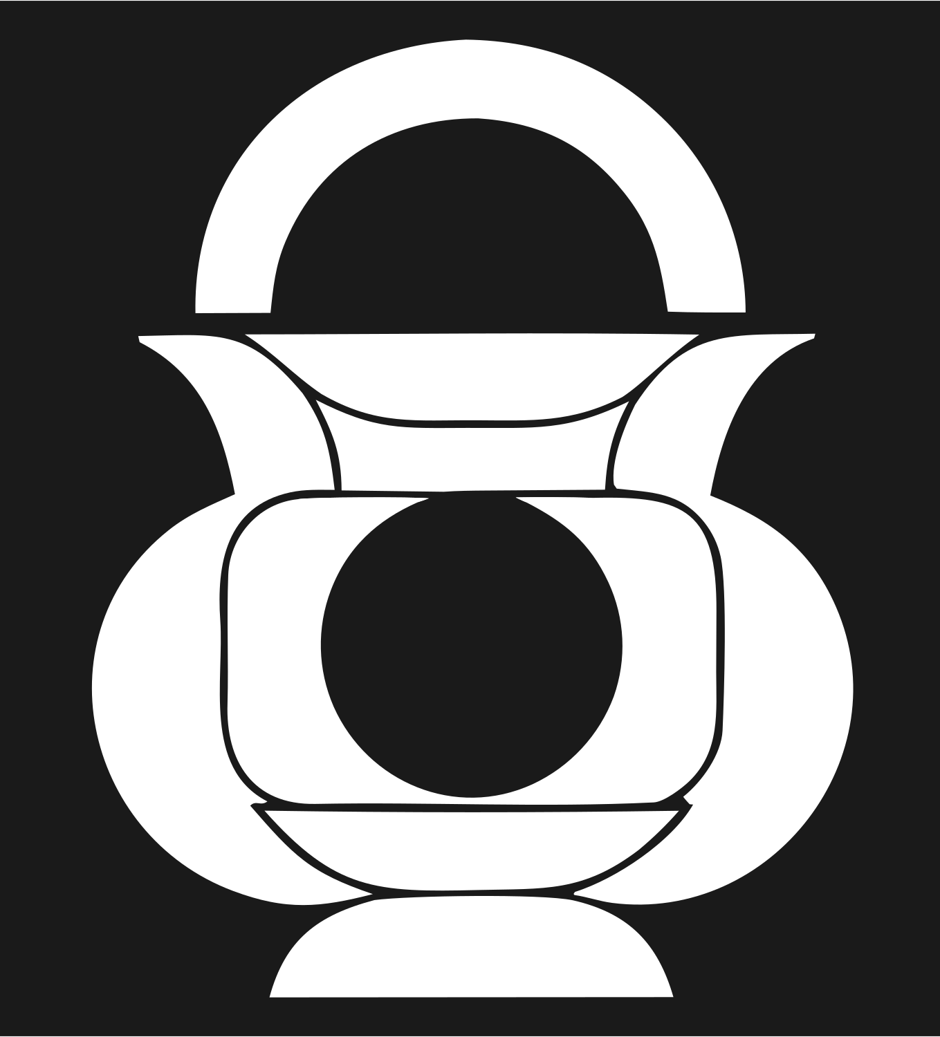 Layered Overlap Arch-Handle Pot Cauldron Emblem #1a1a1a/#ffffff