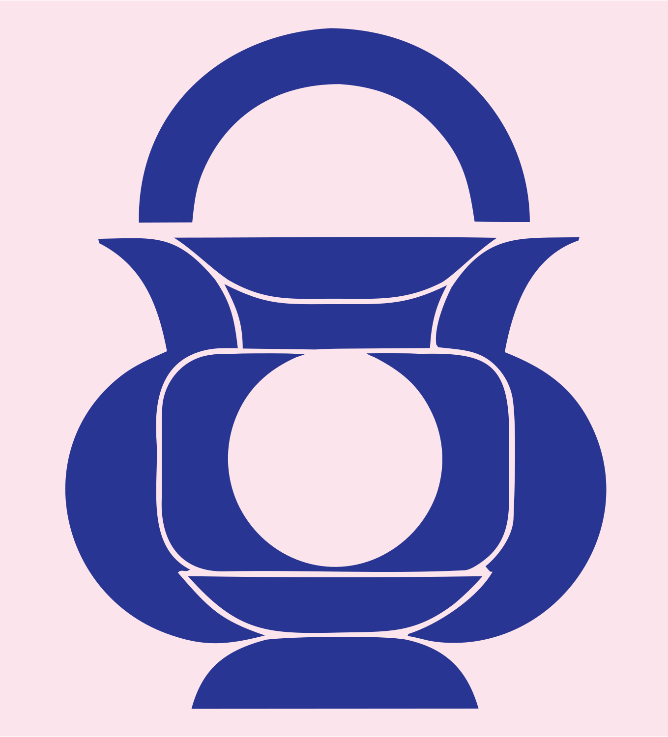Layered Overlap Arch-Handle Pot Cauldron Emblem #fce4ec/#283593