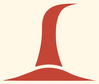 Swiss Minimalist Witch Hat Silhouette Mark #fff8e7/#c44536