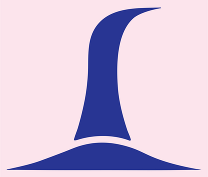 Swiss Minimalist Witch Hat Silhouette Mark #fce4ec/#283593